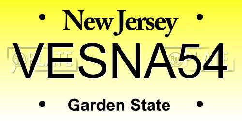 VESNA54 New Jersey License Plate