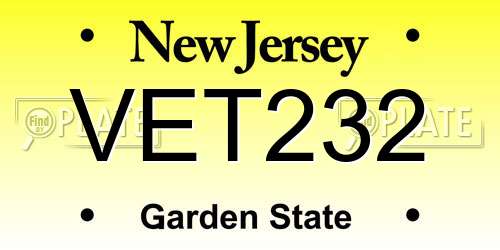 VET232 New Jersey License Plate