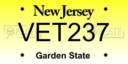 VET237 New Jersey License Plate
