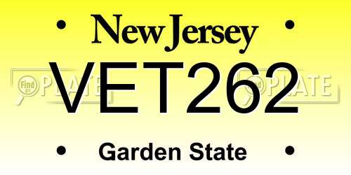VET262 New Jersey License Plate