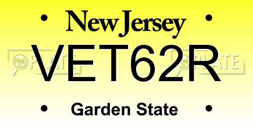 VET62R New Jersey License Plate