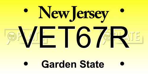 VET67R New Jersey License Plate