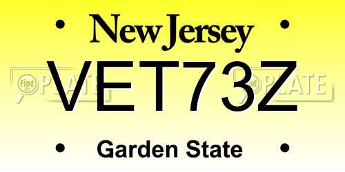VET73Z New Jersey License Plate