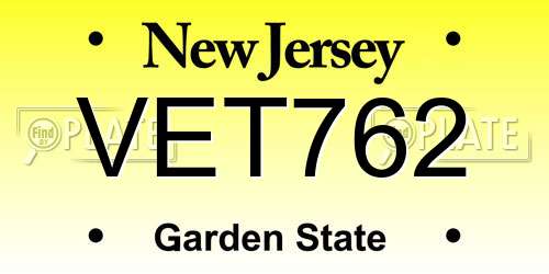 VET762 New Jersey License Plate