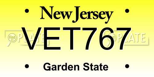 VET767 New Jersey License Plate