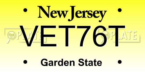 VET76T New Jersey License Plate