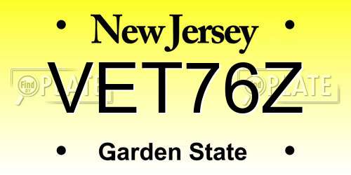 VET76Z New Jersey License Plate