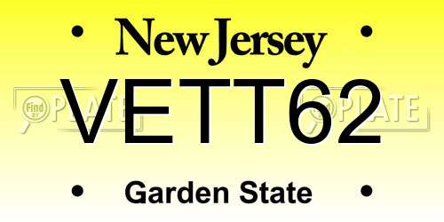 VETT62 New Jersey License Plate