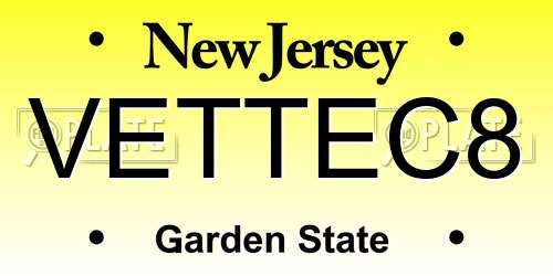 VETTEC8 New Jersey License Plate