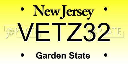 VETZ32 New Jersey License Plate