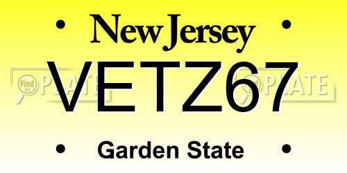 VETZ67 New Jersey License Plate