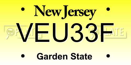 VEU33F New Jersey License Plate
