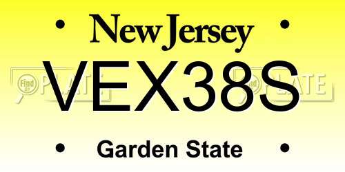 VEX38S New Jersey License Plate