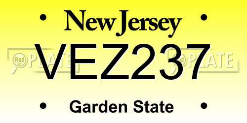 VEZ237 New Jersey License Plate