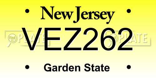 VEZ262 New Jersey License Plate