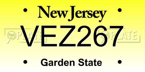 VEZ267 New Jersey License Plate