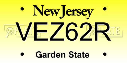 VEZ62R New Jersey License Plate