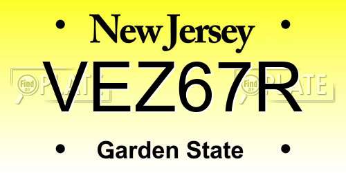 VEZ67R New Jersey License Plate