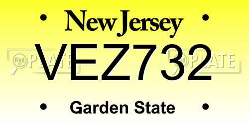 VEZ732 New Jersey License Plate