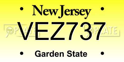 VEZ737 New Jersey License Plate