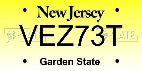 VEZ73T New Jersey License Plate