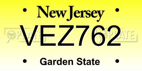VEZ762 New Jersey License Plate
