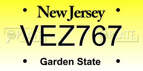 VEZ767 New Jersey License Plate