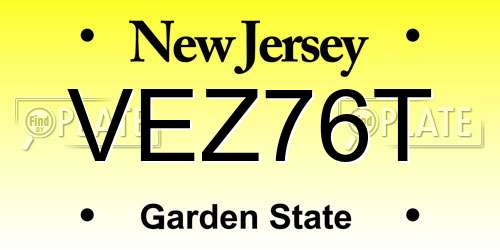 VEZ76T New Jersey License Plate