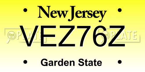 VEZ76Z New Jersey License Plate