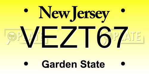 VEZT67 New Jersey License Plate