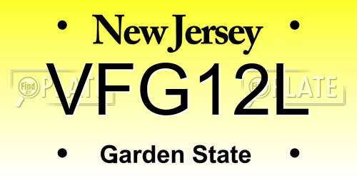 VFG12L New Jersey License Plate