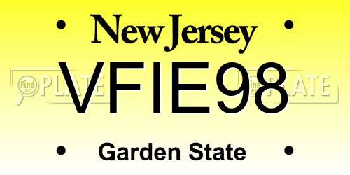 VFIE98 New Jersey License Plate