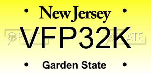 VFP32K New Jersey License Plate