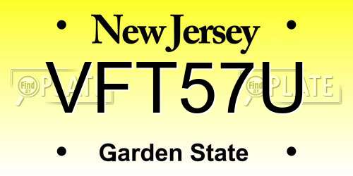 VFT57U New Jersey License Plate