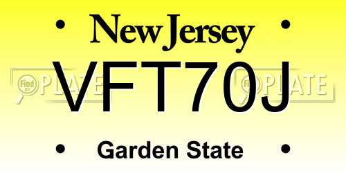 VFT70J New Jersey License Plate