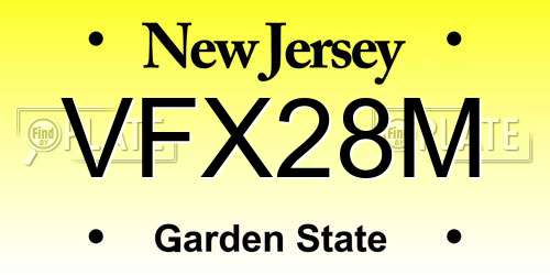 VFX28M New Jersey License Plate