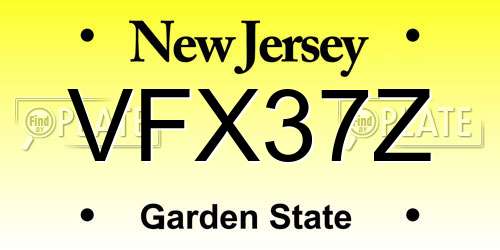VFX37Z New Jersey License Plate