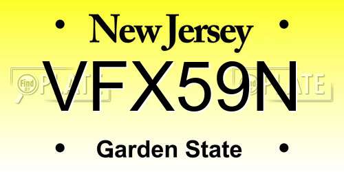VFX59N New Jersey License Plate