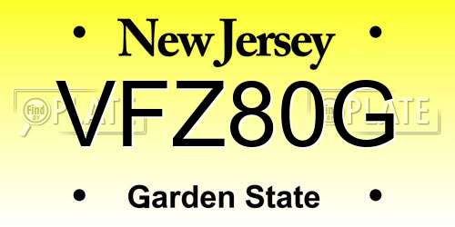 VFZ80G New Jersey License Plate