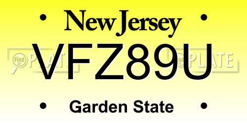 VFZ89U New Jersey License Plate