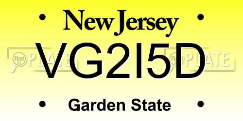 VG2I5D New Jersey License Plate