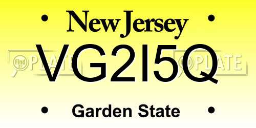 VG2I5Q New Jersey License Plate