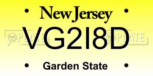 VG2I8D New Jersey License Plate