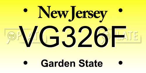 VG326F New Jersey License Plate
