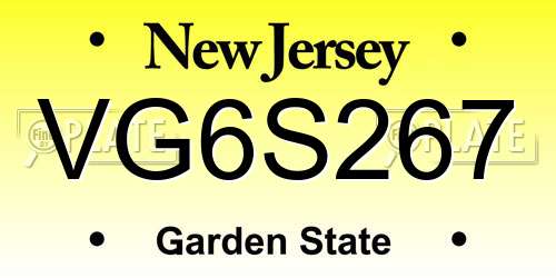 VG6S267 New Jersey License Plate