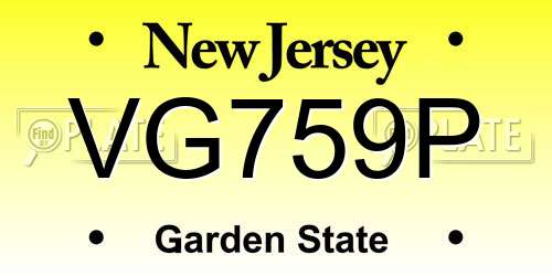 VG759P New Jersey License Plate
