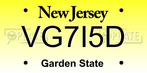 VG7I5D New Jersey License Plate