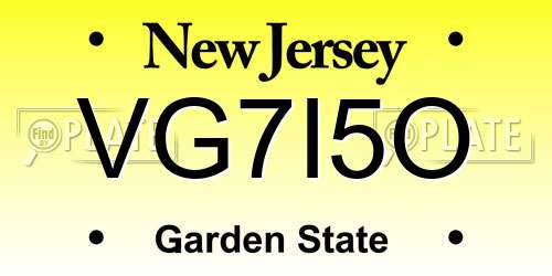 VG7I5O New Jersey License Plate