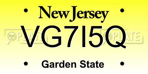 VG7I5Q New Jersey License Plate