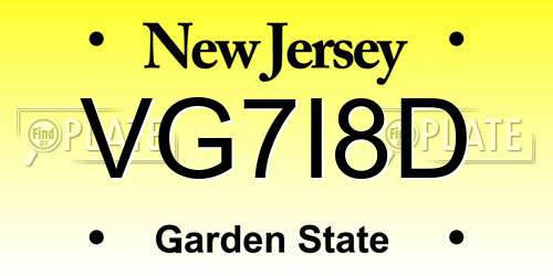 VG7I8D New Jersey License Plate